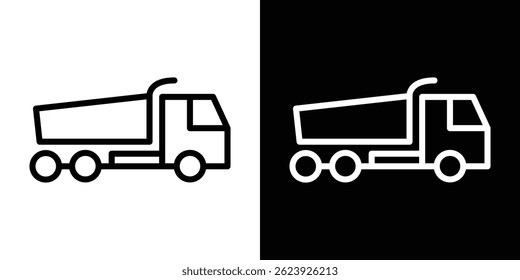 Vector del icono del camión volquete para el Web y el App móvil. Símbolo aislado.