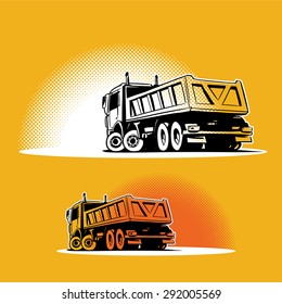 tipper truck. illustration isolated on yellow background