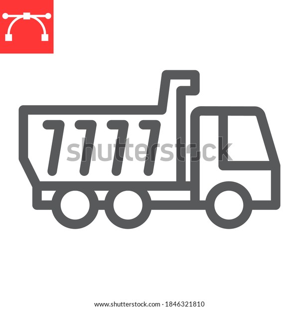 Tipper\
truck line icon, construction and industry, truck sign vector\
graphics, editable stroke linear icon, eps\
10