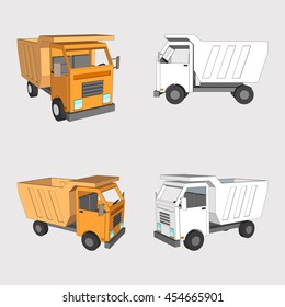 Tipper truck set for construction. Vector illustration.