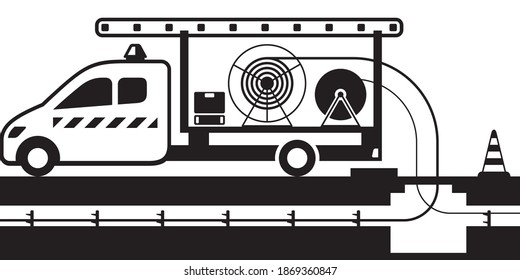 Tipper truck with wires and cables - vector illustration