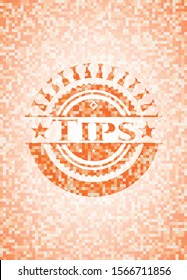 Tips abstract emblem, orange mosaic background