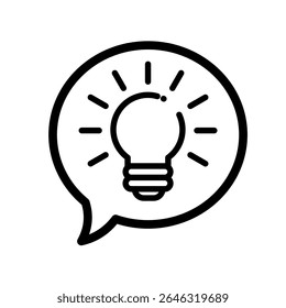  tips, advice – light bulb with speech bubble – vector icon