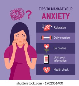 Tips Anxiety Management Infographic Woman Anxiety Stock Vector (Royalty ...