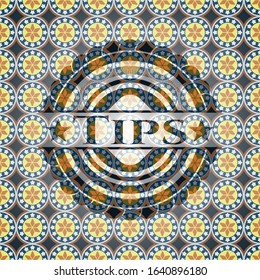 Tips arabic style emblem. Arabesque decoration.