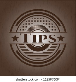 Tips badge with wood background