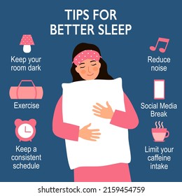 Tips Better Sleep Night Infographics Sleeping Stock Vector (royalty 