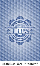 Tips blue hexagon badge.