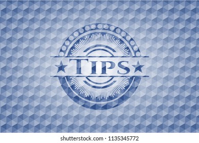 Tips blue polygonal badge.