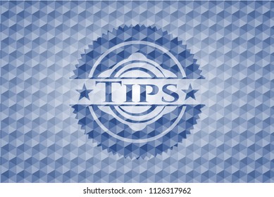 Tips blue polygonal emblem.