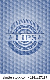 Tips blue polygonal emblem.