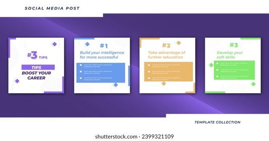Tips boost career social media tutorial, tips, post banner layout template background design element promotion banner template