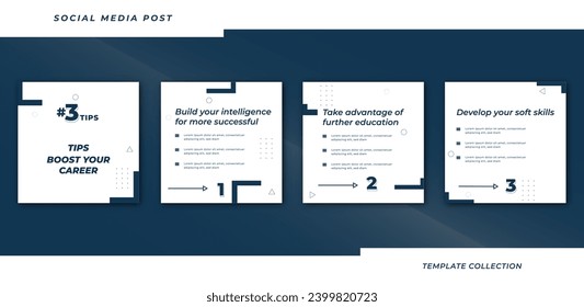 Tips boost career social media tutorial, tips, post banner layout template background design element promotion banner template