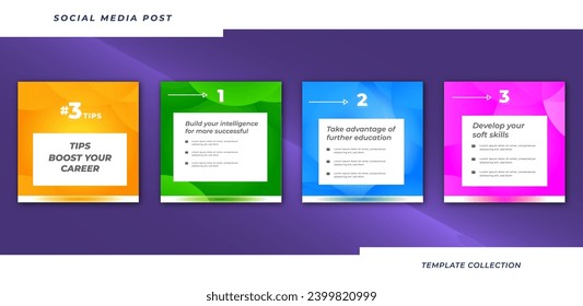 Tips boost career social media tutorial, tips, post banner layout template background design element promotion banner template