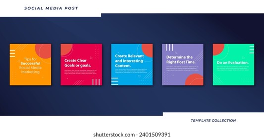 Tips for business online social media marketing tutorial, tips, post banner layout template background design element promotion banner template