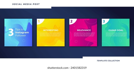 Tips for business online social media marketing tutorial, tips, post banner layout template background design element promotion banner template