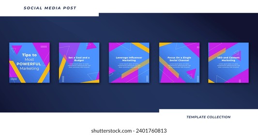 Tips for business online social media marketing tutorial, tips, post banner layout template background design element promotion banner template