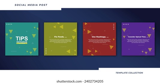 Tips for business online social media marketing tutorial, tips, post banner layout template background design element promotion banner template