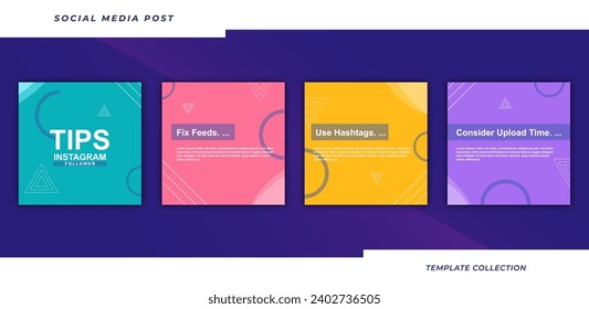 Tips for business online social media marketing tutorial, tips, post banner layout template background design element promotion banner template