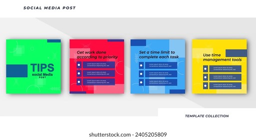 Tips for business online social media tutorial, tips, post banner layout template background design element promotion banner template