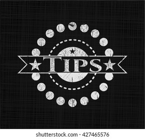 Tips-Chalkboard-Emblem auf schwarzem Brett