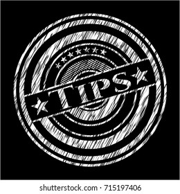 Tips chalkboard emblem on black board