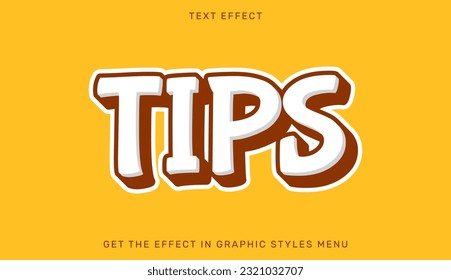 Tips editable text effect with 3d style. Text emblem for advertising, branding, business logo
