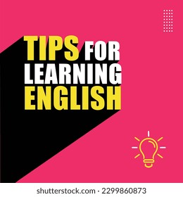 Tips for Learning English, Blog Social Media Design Post Template, Learn, Growth, Improve, Skills, Blogger