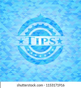 Tips light blue emblem. Mosaic background