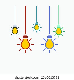 Tips light bulb with colorful wires hanging from the ceiling
