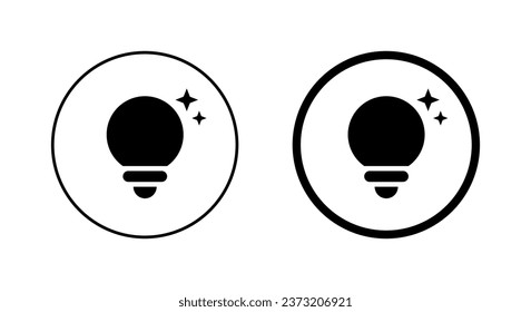 Tips light bulb icon vector in circle line. Solution, lamp with star sign symbol