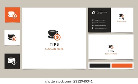 Tips logo design with editable slogan. Branding book and business card template.