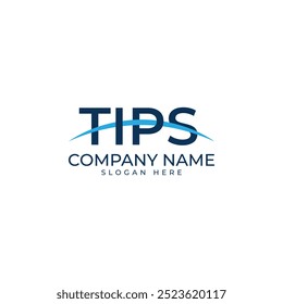 Logomarca TIPS con el swoosh azul dentro de la letra en estilo minimalista moderno azul