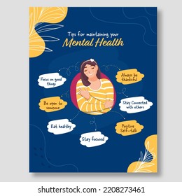 Tips For Maintaining Your Mental Health Flyer Design For Awareness.