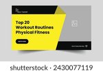 Tips and methods for yoga and fitness with vector illustrations video thumbnail banner design, completely editable vector eps 10 file format, daily exercise training approaches, and video cover banner