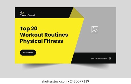 Tips and methods for yoga and fitness with vector illustrations video thumbnail banner design, completely editable vector eps 10 file format, daily exercise training approaches, and video cover banner