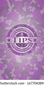 Tips pink on camo texture. Vector Illustration. Detailed.