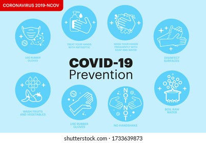 Tips for preventing viruses, bacteria, flu and for COVID-nineteen. Infographics of medicine and public health about the flu, fever and prevention of viruses. Illustration in horizontal version