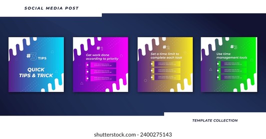 Tips quick tutorial, tips, post banner layout template background design element promotion banner template