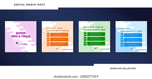 Tips quick tutorial, tips, post banner layout template background design element promotion banner template