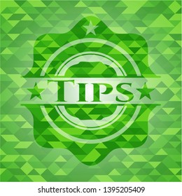 Tips realistic green emblem. Mosaic background. Vector Illustration. Detailed.
