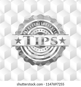 Tips realistic grey emblem with cube white background