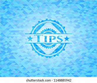 Tips realistic sky blue mosaic emblem