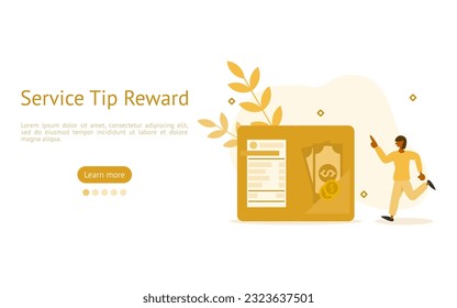 tips service illustration set. characters tipping service fees in bill book. giving a tips concept. vector illustration.