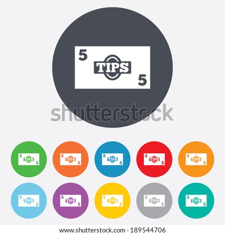 Tips Sign Icon Cash Money Symbol Stock Vector Royalty Free - 