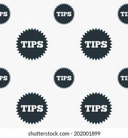 Tips sign icon. Star symbol. Service money. Seamless grid lines texture. Cells repeating pattern. White texture background. Vector