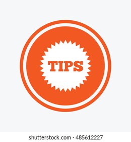 Tips sign icon. Star symbol. Service money. Graphic design element. Flat tips symbol on the round button. Vector