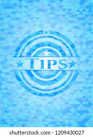 Tips sky blue emblem with mosaic ecological style background
