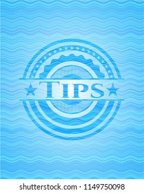 Tips sky blue water wave badge background.
