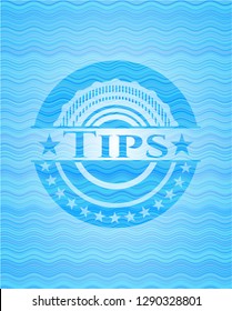 Tips sky blue water wave style badge.